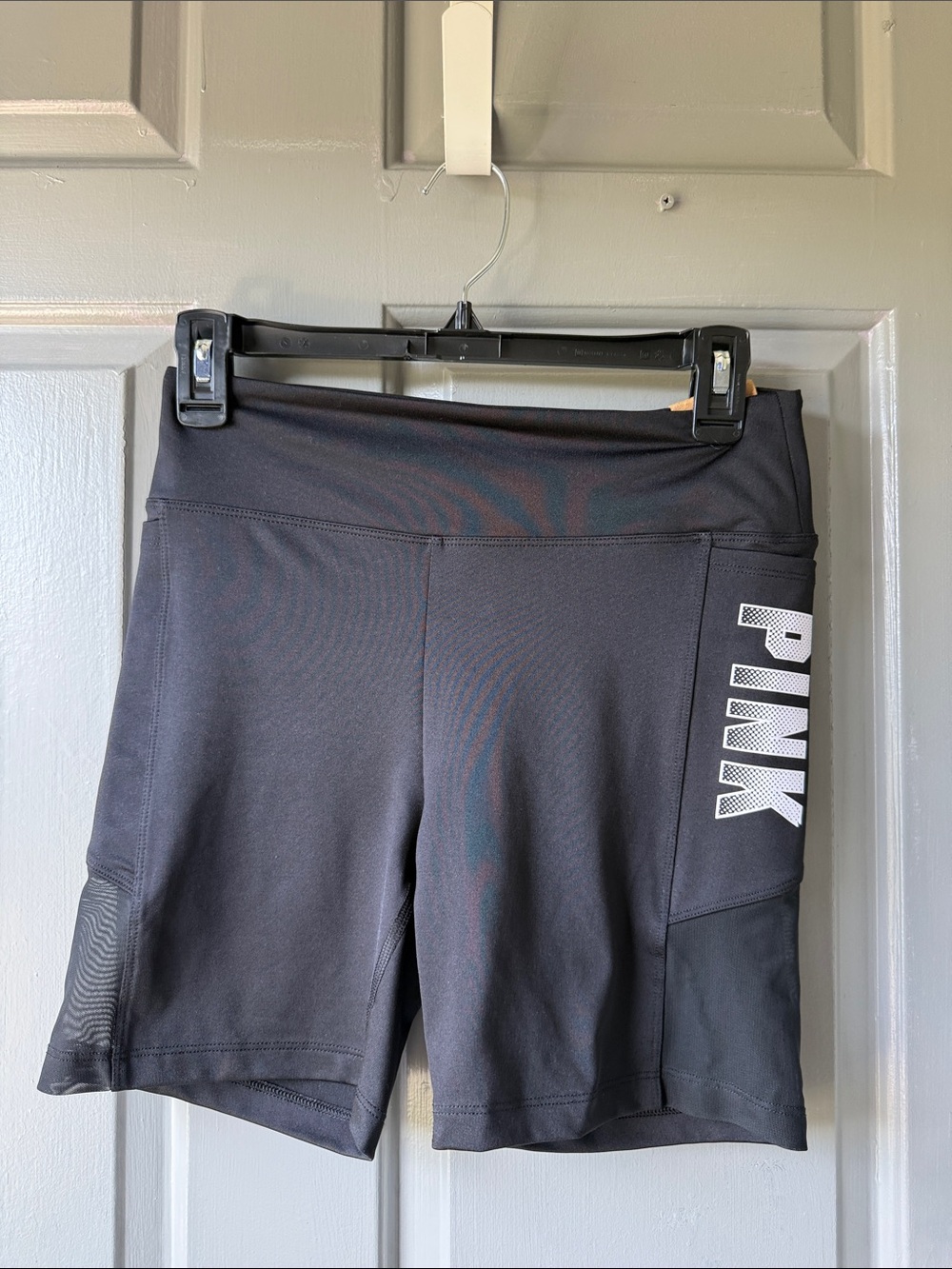 PINK Victoria's Secret Black High-Waist Bike Shorts with Side Logo